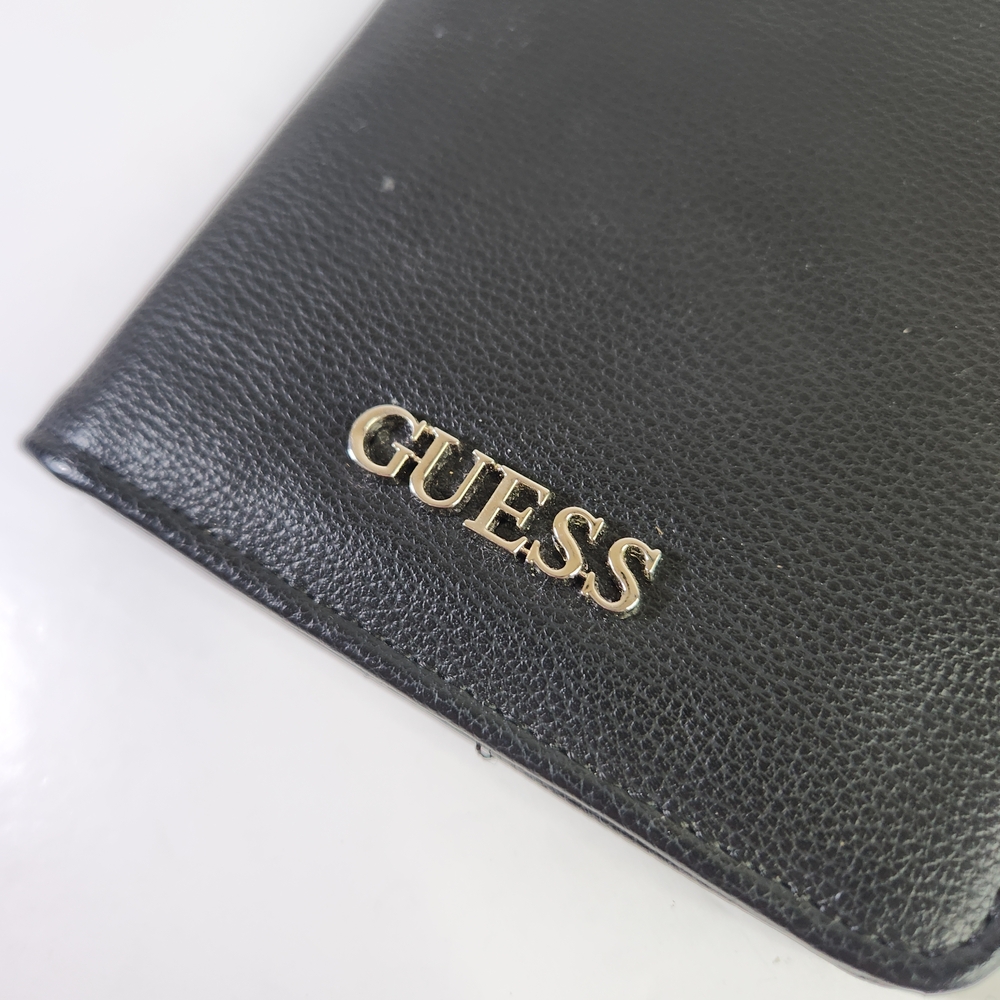 Guess Black Leather Passport Holder. With Pockets - Picture 2 of 7